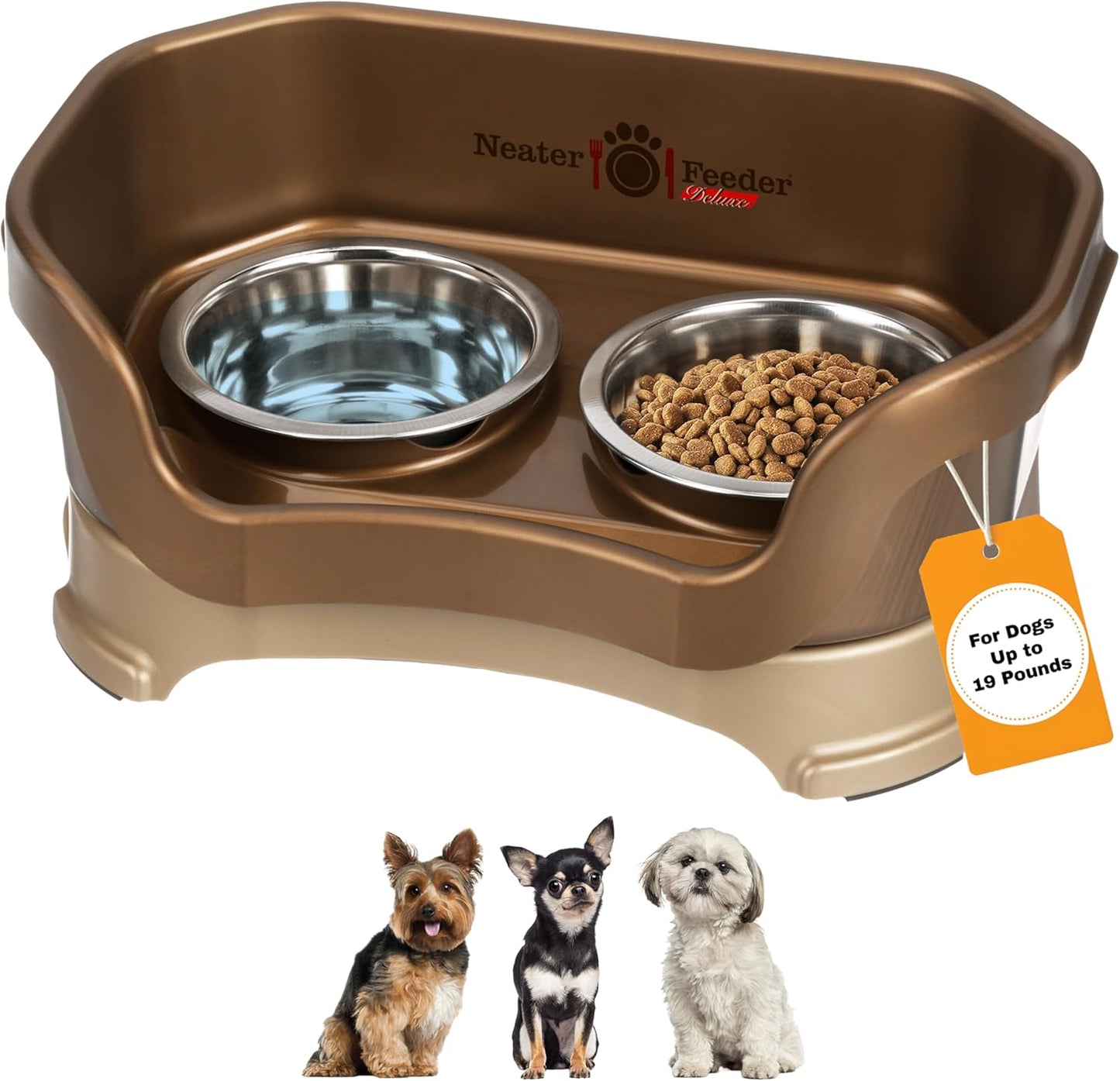 Neater Pet Brands Neater Feeder Deluxe Mess Proof Dog Bowls Elevated for Large Dogs Over 40 lbs, Made in USA, No Spill Raised Dog Food Bowl Stand Feeding Station, Food and Water Bowl Set, Black