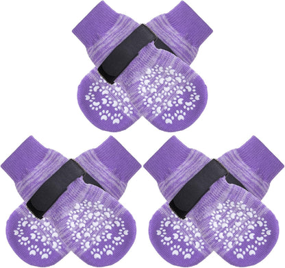 EXPAWLORER 6Pcs Anti-Slip Dog Socks to Prevent Licking Paws,Dog Shoes for Hot Pavement,Dog Booties Traction Control on Hardwood Floor,Boots & Paw Protectors, for Puppy Small Medium Large Senior Dogs
