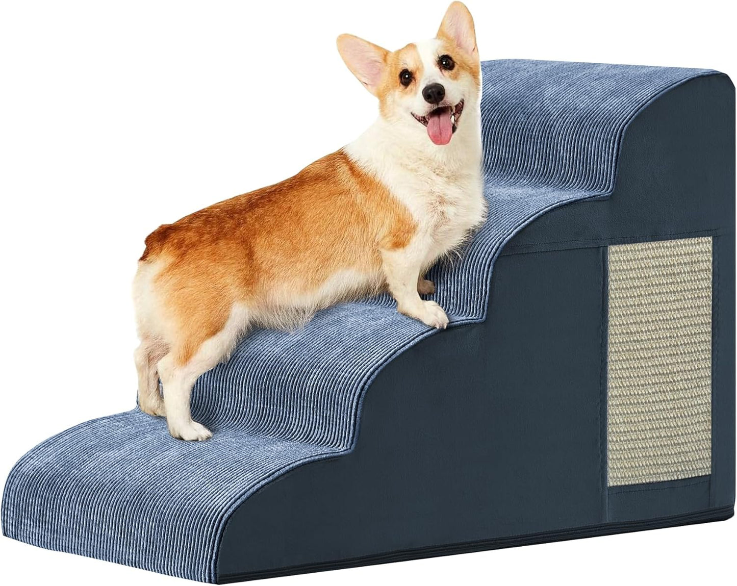 Dogs Steps for Bed, Dog Stairs for Small Dogs, 2-Step Dog Ramp for Bed, Couch, Sofa, and Chairs, Non-Slip Bottom Design, Cat Scratching, High Density Foam Portable Pet Step, Indoor, Grey