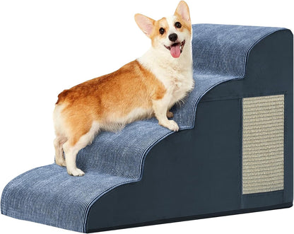 Dogs Steps for Bed, Dog Stairs for Small Dogs, 2-Step Dog Ramp for Bed, Couch, Sofa, and Chairs, Non-Slip Bottom Design, Cat Scratching, High Density Foam Portable Pet Step, Indoor, Grey