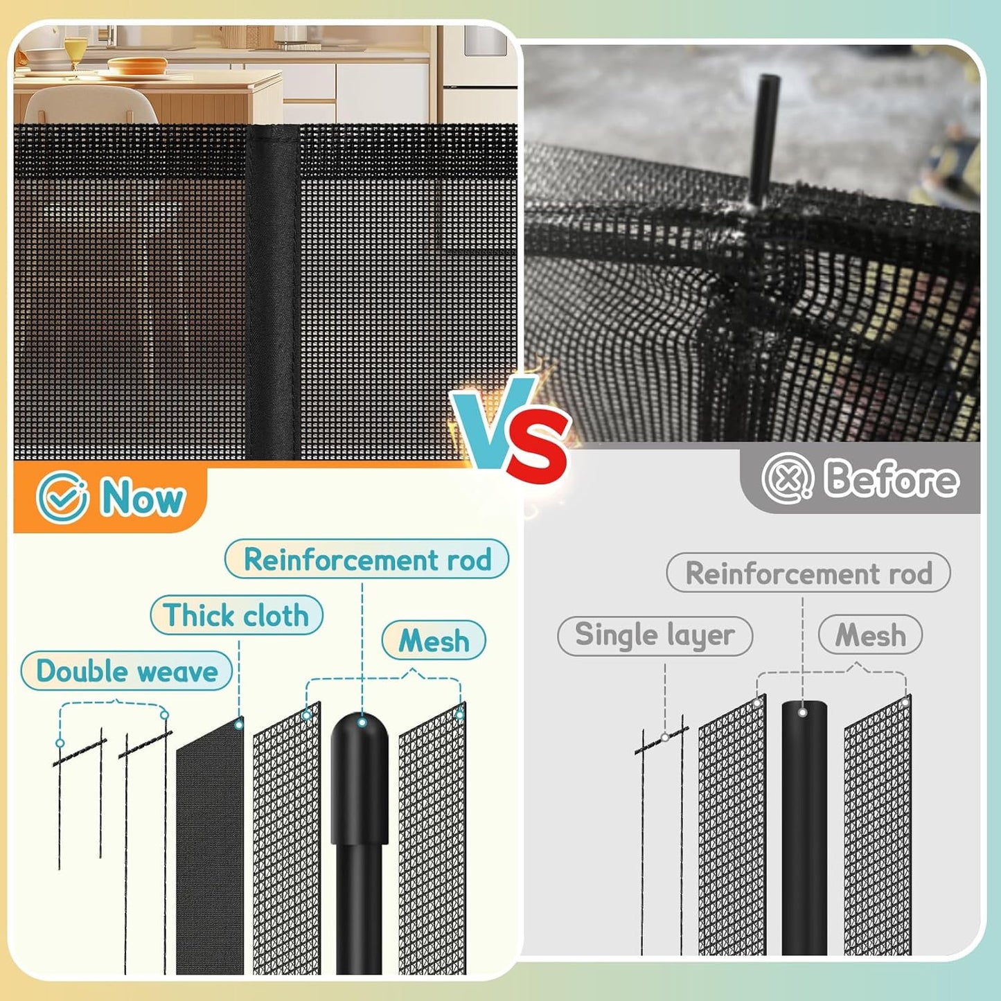160 Inch Retractable Baby Gates Extra Wide, 42 Inch Extra Tall Retractable Gate, 13 FT Reinforced Retractable Dog Gate with Reinforcement Rod to Prevent Crawling Through, for Doorways, Stairs, Hallway