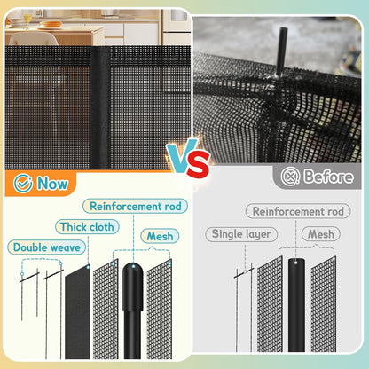 160 Inch Retractable Baby Gates Extra Wide, 42 Inch Extra Tall Retractable Gate, 13 FT Reinforced Retractable Dog Gate with Reinforcement Rod to Prevent Crawling Through, for Doorways, Stairs, Hallway