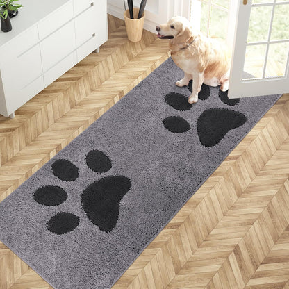 PURRUGS Dirt Trapping Door Mat 20" x 31.5", Non-Skid/Slip Machine Washable Microfiber Entryway Rug, Dog Doormat, Super Absorbent Welcome Mat for Muddy Wet Shoes and Paws, Grey