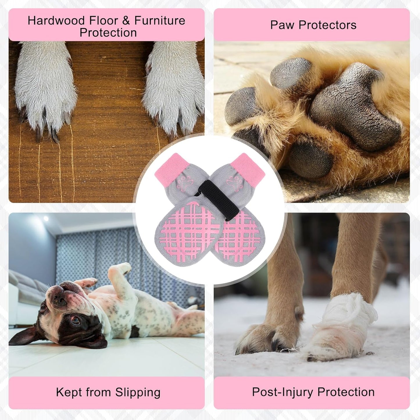 BEAUTYZOO Dog Socks to Prevent Licking Paws -Dog Shoes for Hot Pavement & Hardwood Floors Anti Slip, Traction Control Boots & Paw Protectors with Double Side Grips for Small Medium Large Senior Dogs