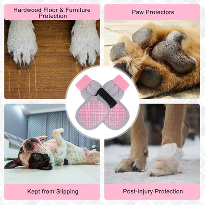 BEAUTYZOO Dog Socks to Prevent Licking Paws -Dog Shoes for Hot Pavement & Hardwood Floors Anti Slip, Traction Control Boots & Paw Protectors with Double Side Grips for Small Medium Large Senior Dogs