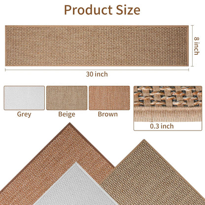 Carpet Stairs Runner for Wood Stairs, 8"x 30",Reusable Washable Self-Stick Stair Treads, for Indoor Steps, Non Slip for Kids Elders and Pets Stair Mats Residue Free, Grey 15-Pack