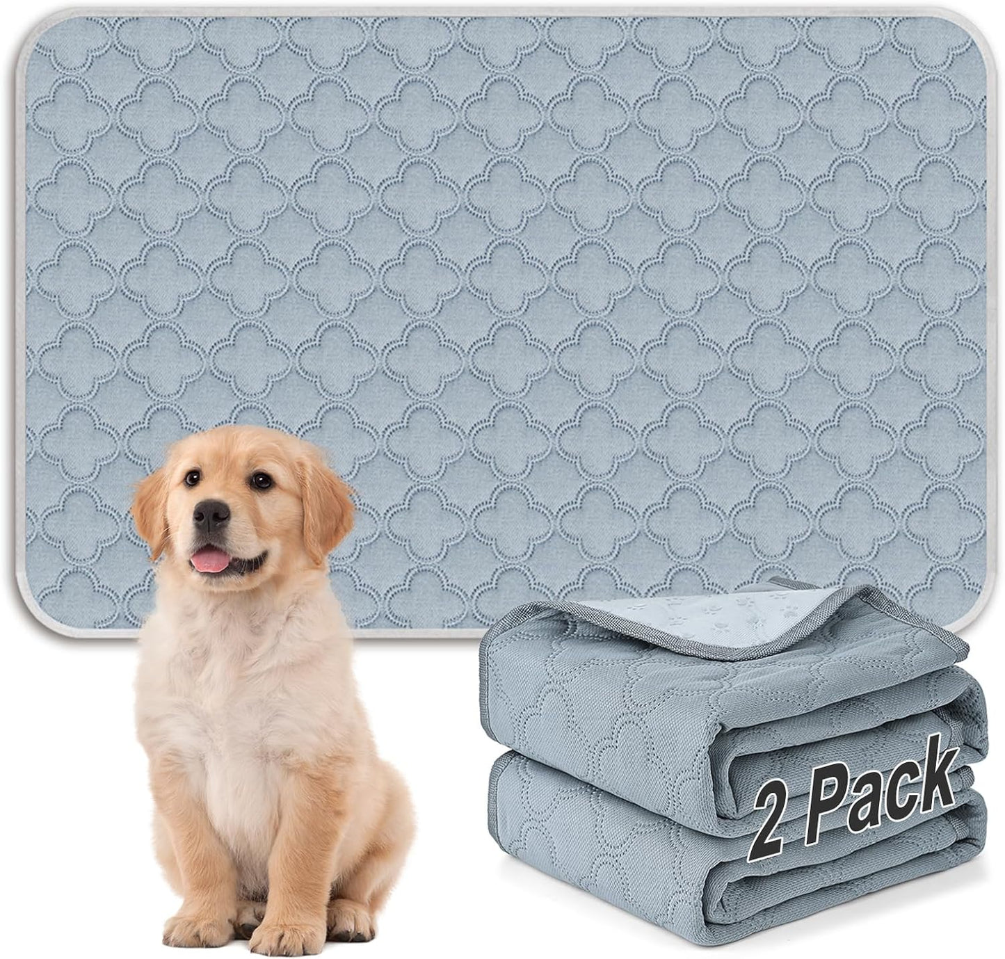 FunFurry Washable Pee Pads for Dogs - 4 Pack Reusable Pee Pads，Waterproof Puppy Pads，Pet Training Pads，Super Absorbent with Dog Paw Shape Non-Slip Backing (Cream, 18" X 24" - 4 Pack)