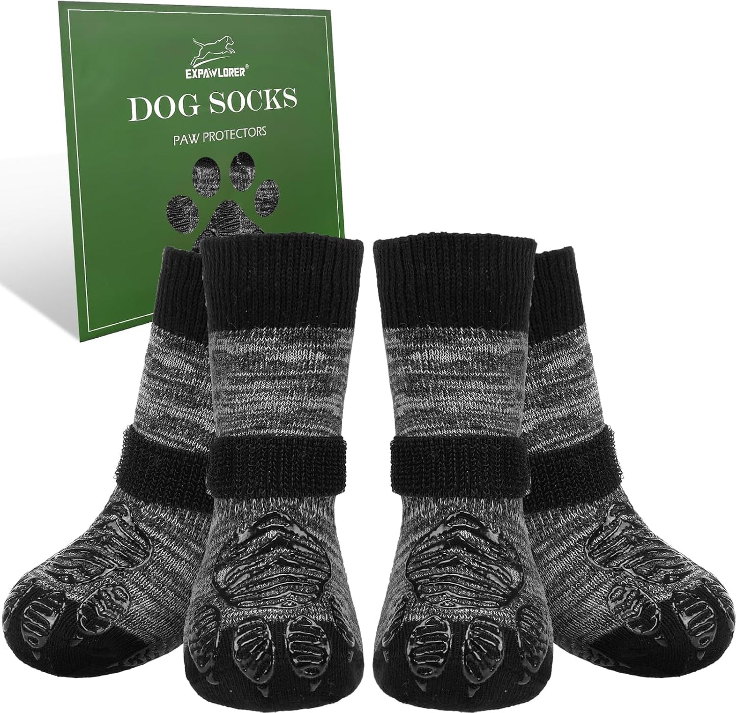 EXPAWLORER Anti Slip Dog Socks to Prevent Licking Paws, Dog Shoes for Hot Pavement Walk, Dog Booties for Hardwood Floors, Dog Boots & Paw Protectors with Grippers for Small Medium Large Senior Dogs M