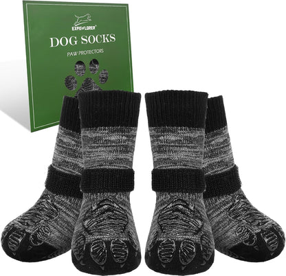 EXPAWLORER Anti Slip Dog Socks to Prevent Licking Paws, Dog Shoes for Hot Pavement Walk, Dog Booties for Hardwood Floors, Dog Boots & Paw Protectors with Grippers for Small Medium Large Senior Dogs M