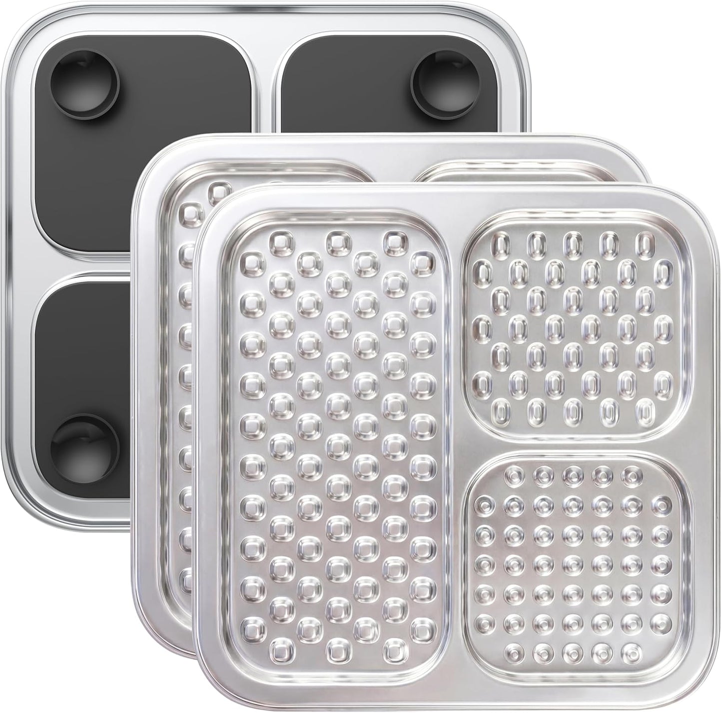 2 Pack - Stainless Steel Lick Mat for Dogs & Cats, Large Non-Slip Slow Feeder Pad with Suction Cups, Chew-Proof Dog Licking Mat for Anxiety Relief, Bathing & Grooming Time