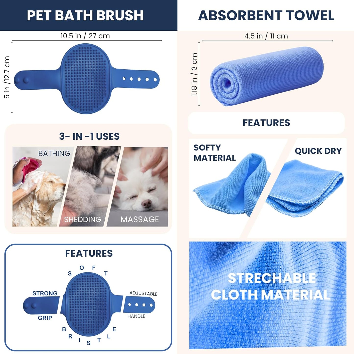 Dog Paw Washer Kit - Includes Paw Cleaner Cup, Towel, Pet Bath Brush & Moisturizing Balm - Dog Foot Washer for Muddy Paws, ideal for Small & Medium Dogs (Blue, Small)