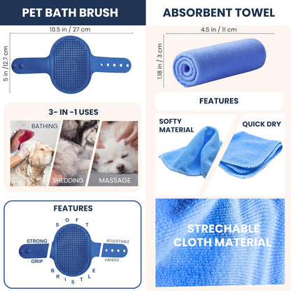 Dog Paw Washer Kit - Includes Paw Cleaner Cup, Towel, Pet Bath Brush & Moisturizing Balm - Dog Foot Washer for Muddy Paws, ideal for Small & Medium Dogs (Blue, Small)