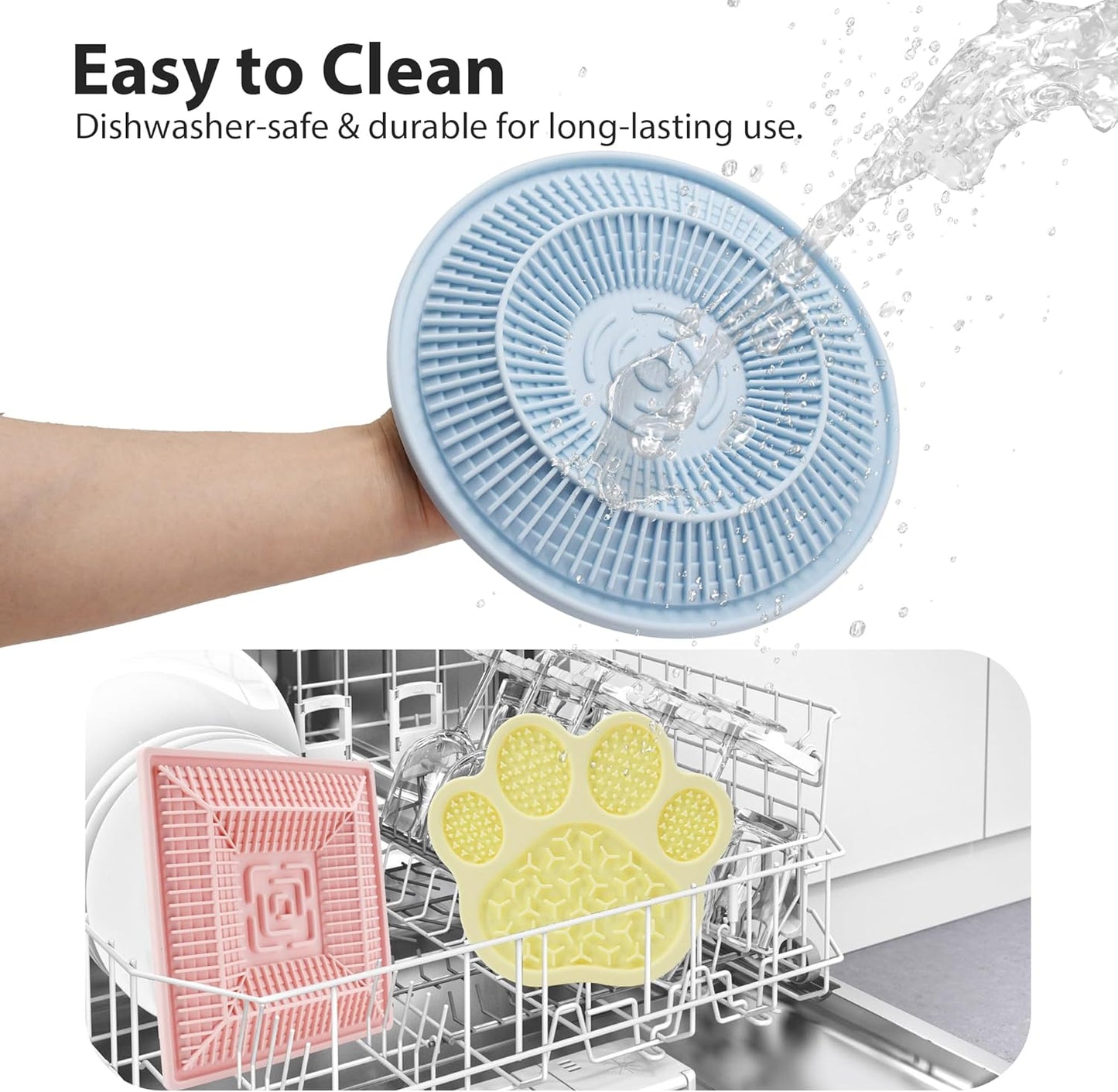 Lick Mat for Dogs and Cats, Slow Feeder Mats with Suction Cups - Bathing, Grooming and Training, Anxiety Relief Feeding Pad,Dishwasher-Safe Yellow