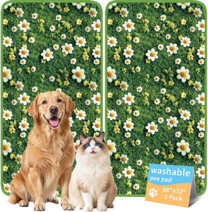Washable Pee Pads for Dogs, Reusable Puppy Potty Training Pads, Ultra-Absorbent Thick Waterproof Leak-Proof Non-Slip Pads & Mat for Crate, Playpen, Floor, Whelping & Housebreaking , 2 Pack 18"x24"