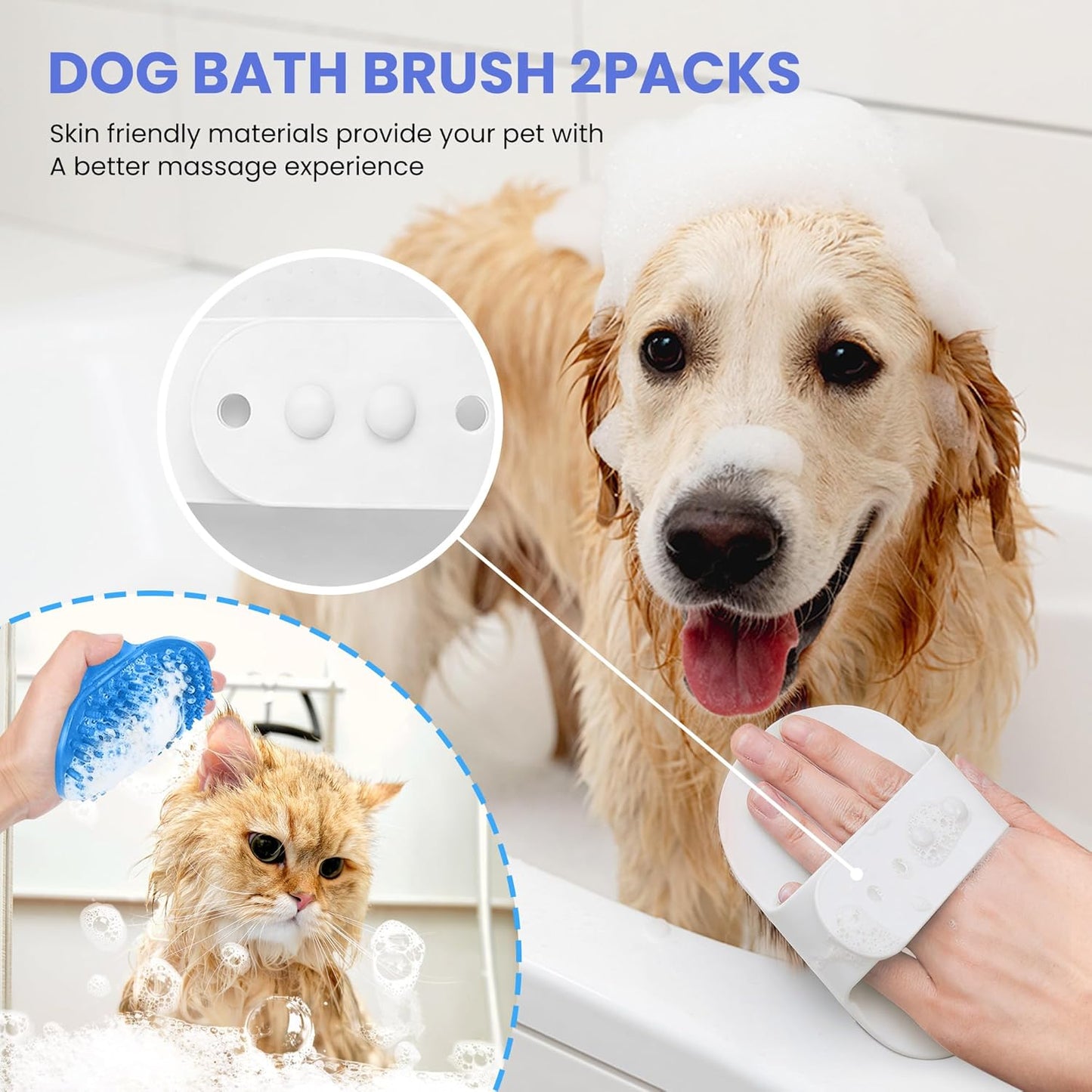Self Cleaning Shedding Brush - 5-in-1 Professional Pet Grooming Kit Skin Friendly Grooming Tool for Dogs, Cats, and Puppies, Deshedding and Hair Removal for Long and Short Haired Pets, Blue