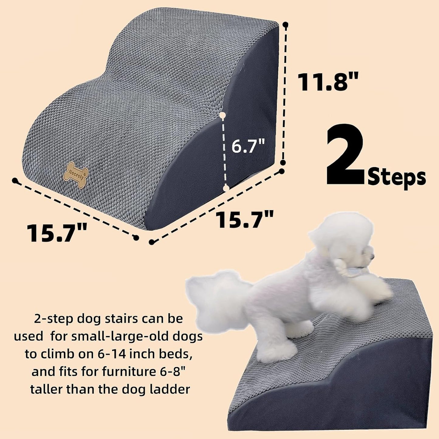 Necrely 4-Step Dog Stairs for High Beds 18-24 Inch Pet Steps 2 3 4 5 Tier Ladder Non-Slip Sturdy Ramp Small Medium Large Dog Steps to Couch Bed Old Dogs Balanced Pet Stairs for Getting on Bed