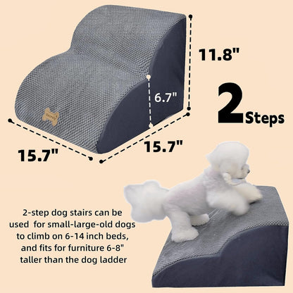 Necrely 4-Step Dog Stairs for High Beds 18-24 Inch Pet Steps 2 3 4 5 Tier Ladder Non-Slip Sturdy Ramp Small Medium Large Dog Steps to Couch Bed Old Dogs Balanced Pet Stairs for Getting on Bed