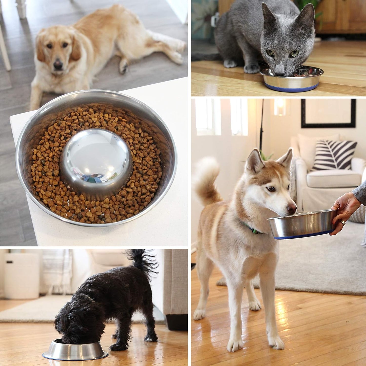 OurPet's DuraPet Slow Feed Premium Stainless Steel Dog Bowl, Silver (2040010301)