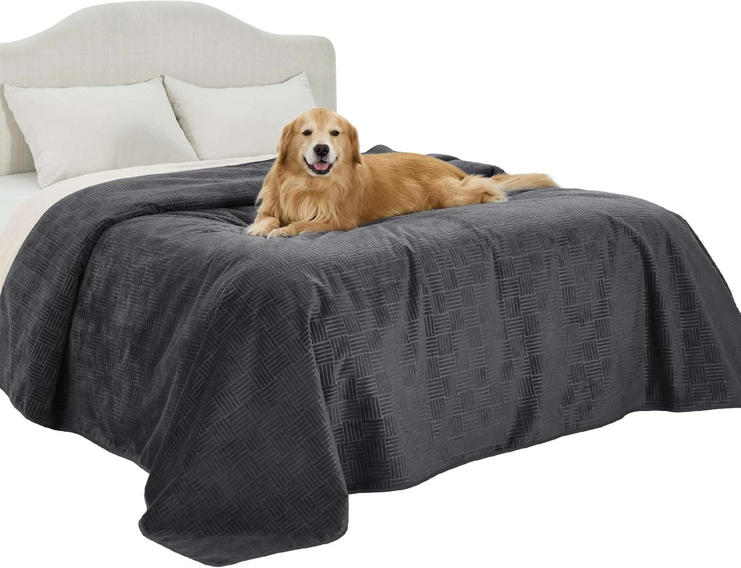 Bedsure Waterproof Couch Cover for Dogs Washable - Waterproof Blanket for Large Dogs Couch Sofa Bed Cozy, Lightweight Furniture Protector for Pet Cat Quick Drying, Ash Grey, 52x82IN