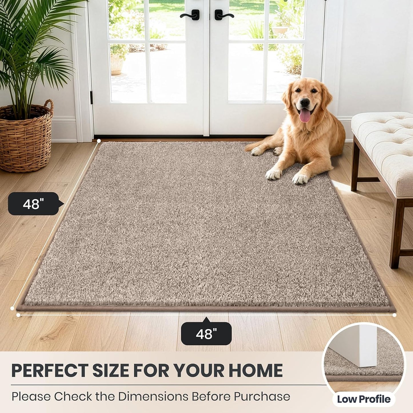 PURRUGS Dirt Trapping Door Mat 20" x 31.5", Non-Slip Machine Washable Entryway Rug, Dog Doormat, Indoor Front Door Mat, Super Absorbent Entry Rug for Muddy Shoes & Paws, Bluish Grey-Black