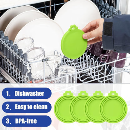 PINE & LINEN 4 Pcs 2.5inch Durable Pet Can Lids, Silicone Small Pet Can Covers Waterproof Cat Food Cans Lids for 3 oz Cat Food Cans（Yellow+Red+Pink+Blue）