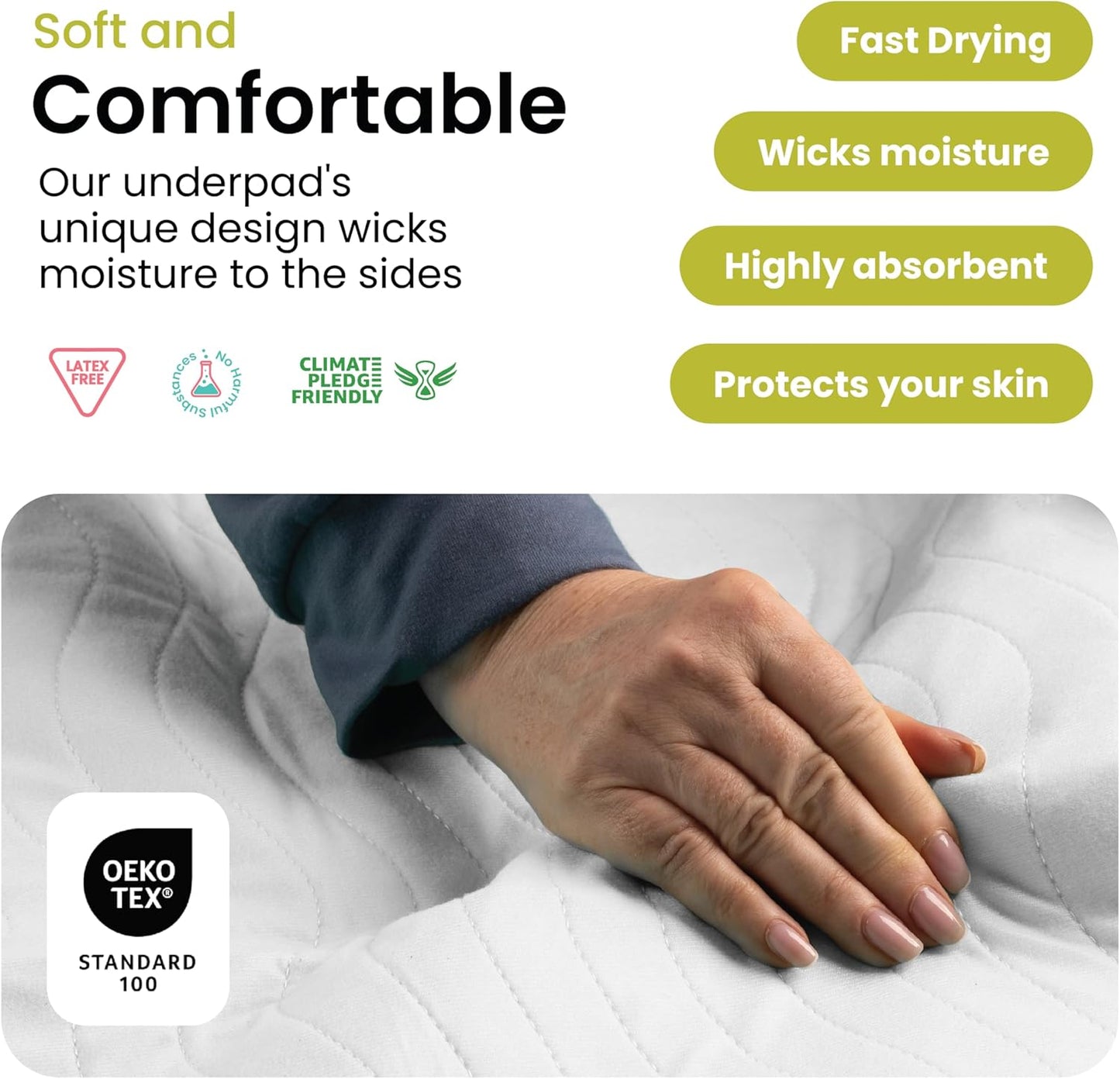 IMPROVIA® Washable Underpads, 34" x 36" (Pack of 4) - Heavy Absorbency Reusable Bedwetting Incontinence Pads for Kids, Adults, Elderly, and Pets - Waterproof Protective Pad for Bed, Couch, Sofa, Floor