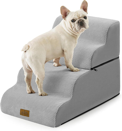 COZY KISS Extra Wide Dog Stairs with Tunnel, Foam Detachable Large Dog Step for Small Pet, Puppy or Cats, Medium Pet Ramp for High Bed, Couch, Sofa or Car, 19.7x33x22.4 inch, 5 Step, Beige