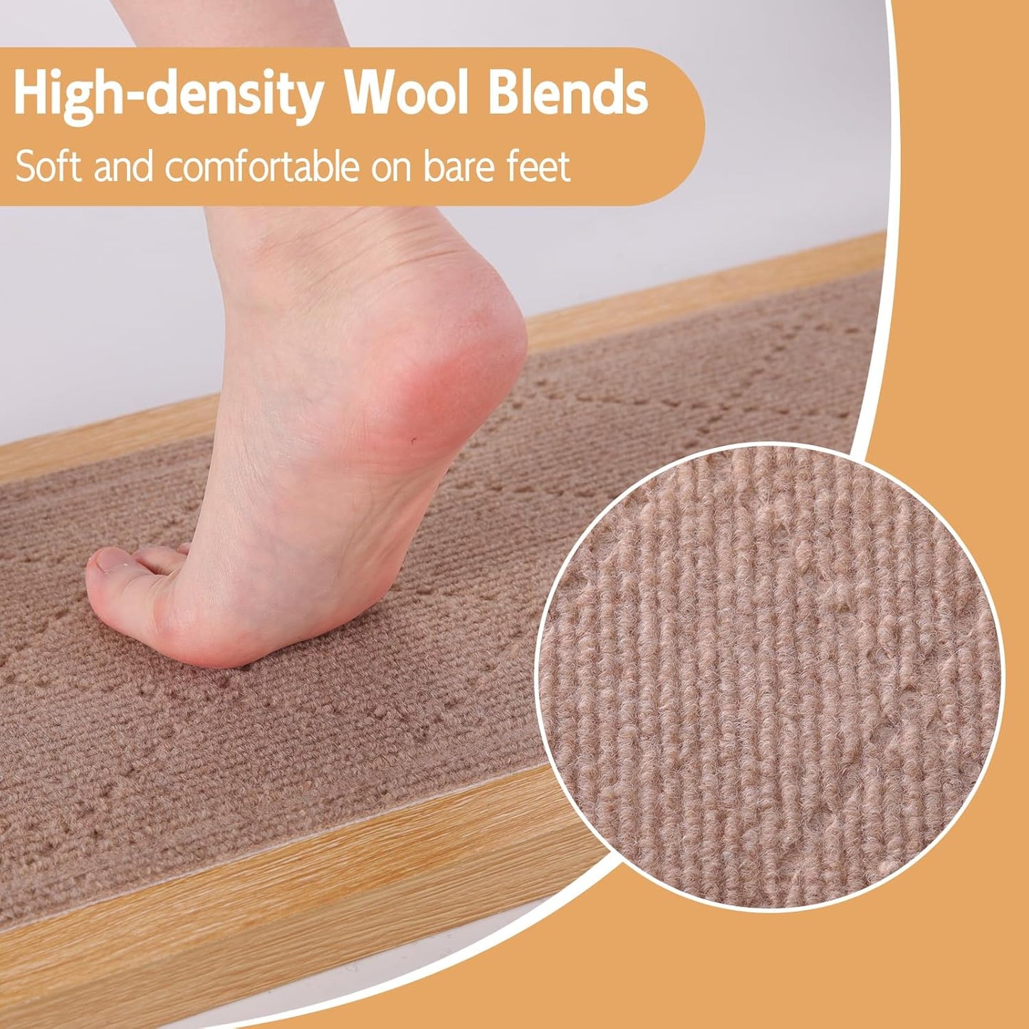 RIOLAND Carpet Stair Treads for Wooden Steps Indoor 9" x 36" Non Slip Stair Treads for Wood Stair with Reusable Adhesive, 15 Pack Peel and Stick Stair Runner for Kids Elders and Dogs, Diamond Gray