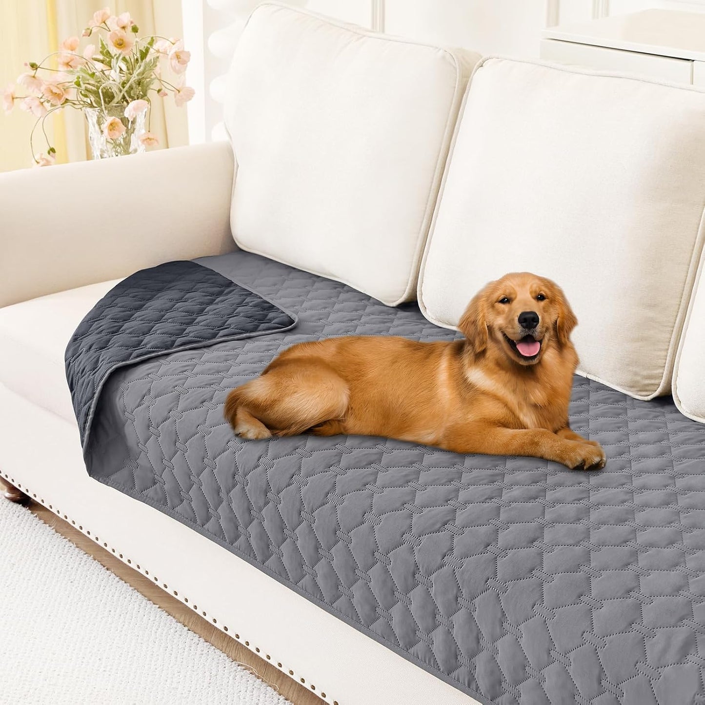 Smiry Waterproof Dog Bed Cover Blanket 30x70, Soft Reversible Pet Blanket, Washable Leakproof Cats Dogs Couch Cover for Sofa, Couch, Furniture, Grey/Dark Grey