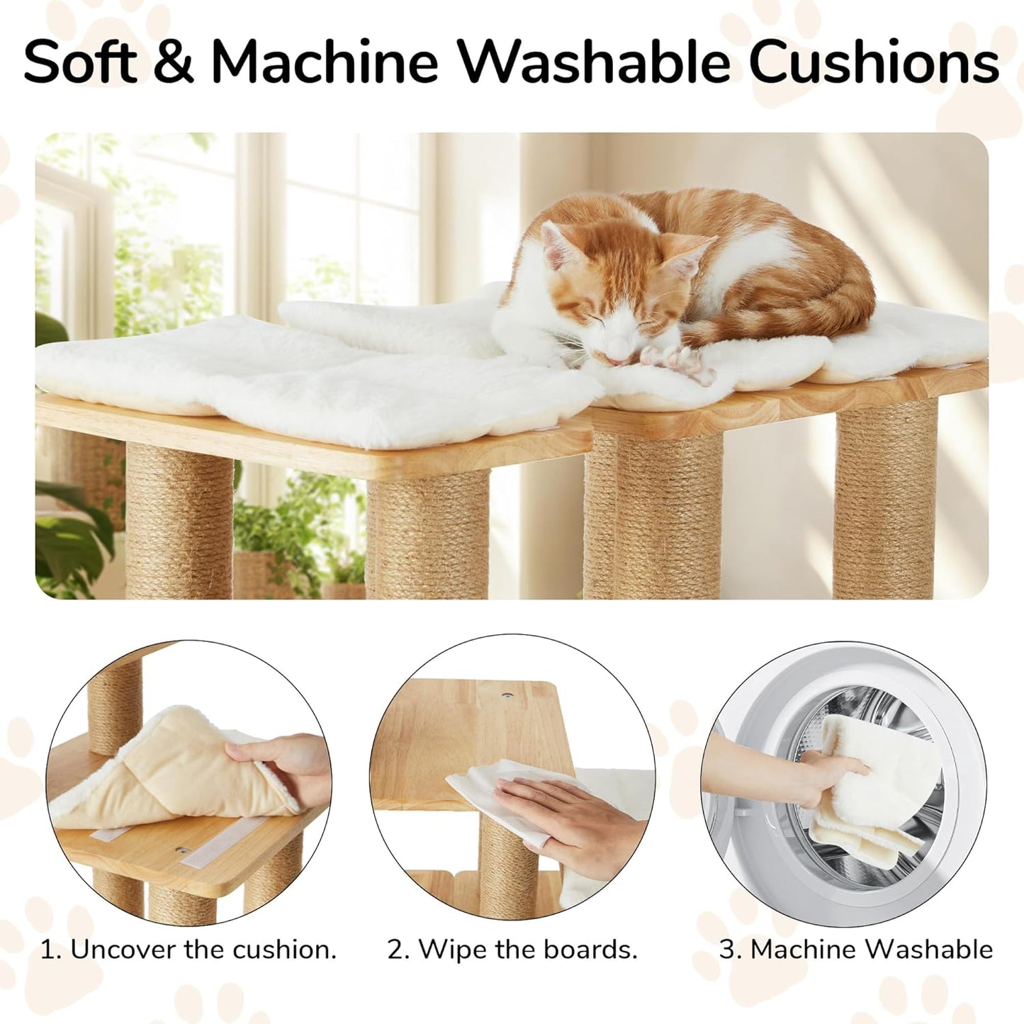 FUKUMARU 3-in-1 Pet Stairs, Retro-style Dog Steps for Cats and Small Dogs, Wooden Cat Stairs for High Bed with Scratching Post, Dog Ramp for Couch with Cat Condo Cave, Easy to Clean & Aesthetic Design