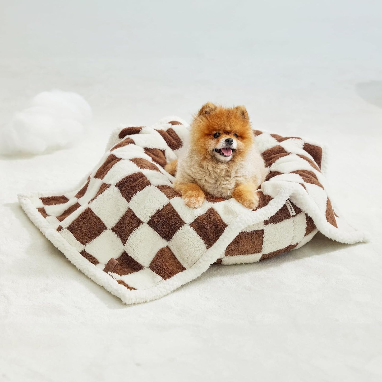 LE SURE Waterproof Dog Blanket for Large Dogs - Washable Double Sided Dog Blankets with Warm Jacquard Shag and Soft Sherpa Fleece, Pet Cat Blanket for Couch Protection, 3D Textured Cloud, Green