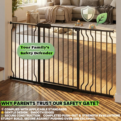 Extra Wide Baby Gates for Doorways 71.65"-85.82" Extra Wide Baby Gate Dog gate Pressure Mounted No Drilling with Walk-Through, Auto-Close & Dual-Direction Swing for Large Wide Opening Black