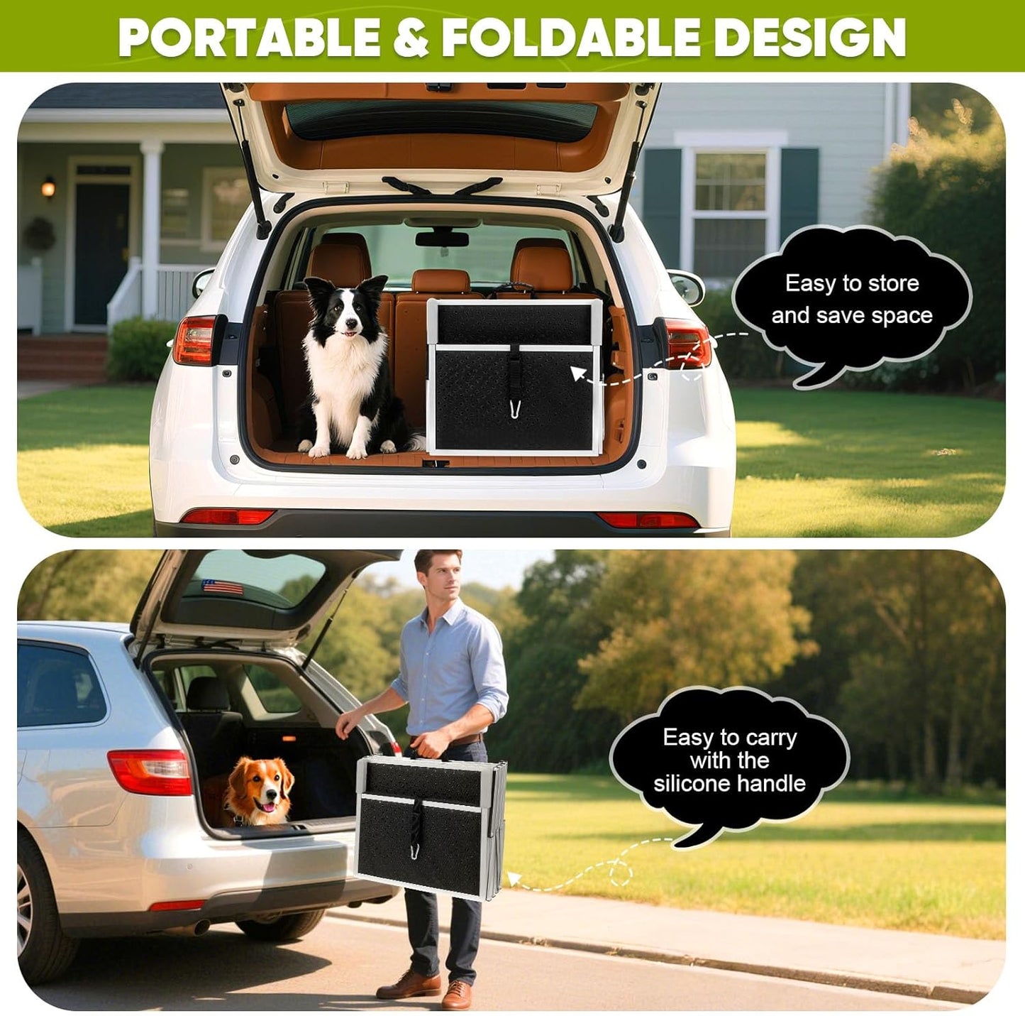 Dog Stairs for Large Dogs,Dog Stairs for Cars,Foldable Dog Ramp Pet Steps Light Weight Aluminum,Extra Wide Dog Stair for Large Dogs,High Beds, Trucks, Supports up to 200 lbs (Extra Wide-4 Steps)