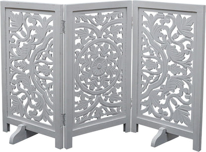 Freestanding Pet Gate for Dogs, Foldable Wooden Dog Gate for House, Indoor Dog Gate for Stair, Doorway, House Design Gates for Dogs Indoor, 72 Inch Wide, (18" x4 Panels 72 inch), Burnt Finish