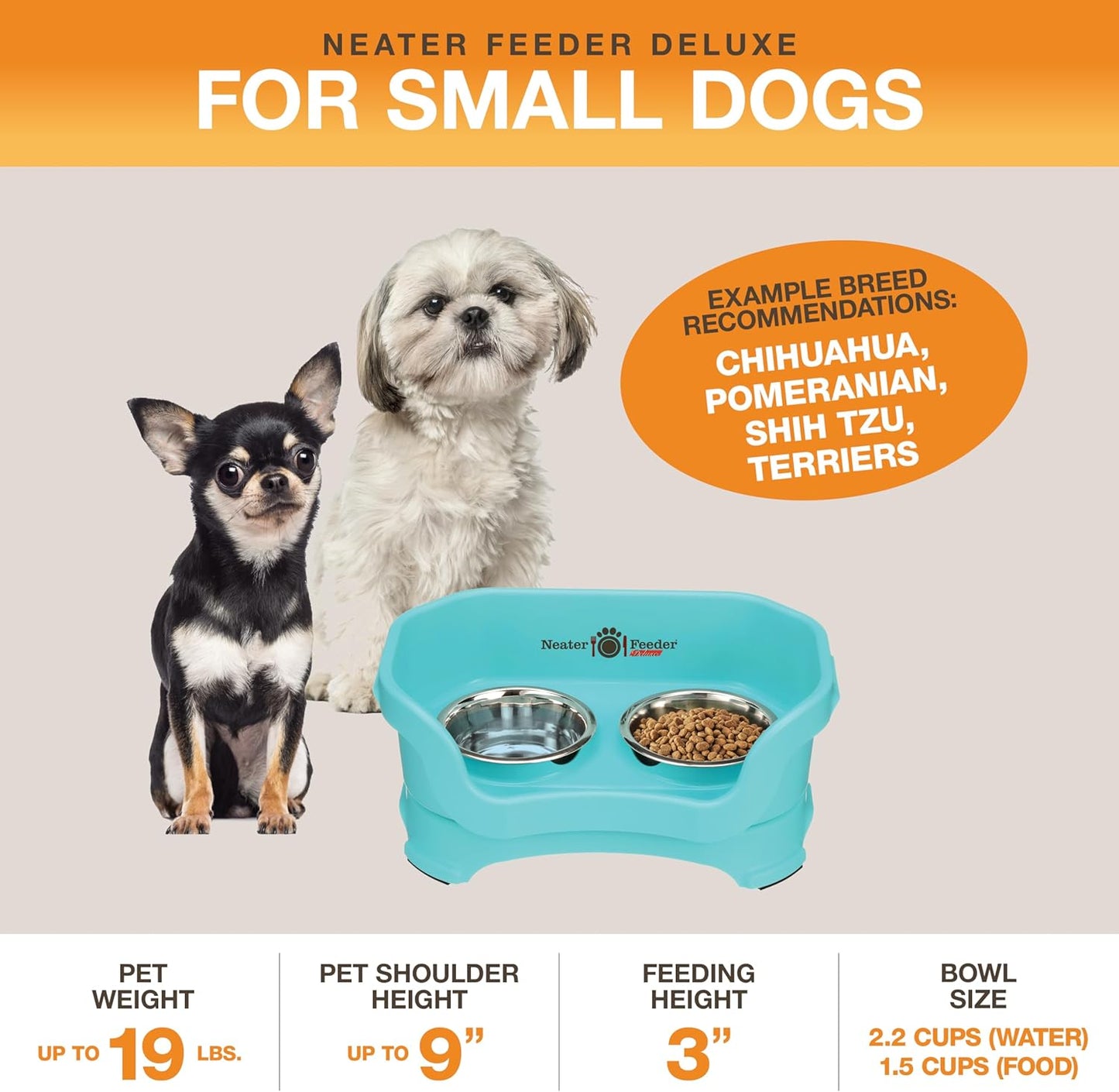 Neater Pet Brands Neater Feeder Deluxe Mess Proof Dog Bowls Elevated for Large Dogs Over 40 lbs, Made in USA, No Spill Raised Dog Food Bowl Stand Feeding Station, Food and Water Bowl Set, Black