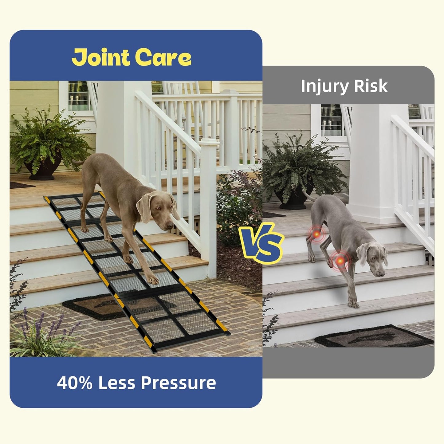 Dog Ramp for Bed & Couch for Small & Medium Dogs - Joint-Friendly, Anti-Slip, Adjustable, Odor-Free, Up to 70 lbs
