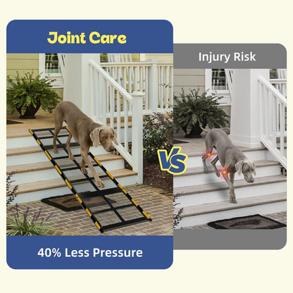 Dog Ramp for Bed & Couch for Small & Medium Dogs - Joint-Friendly, Anti-Slip, Adjustable, Odor-Free, Up to 70 lbs
