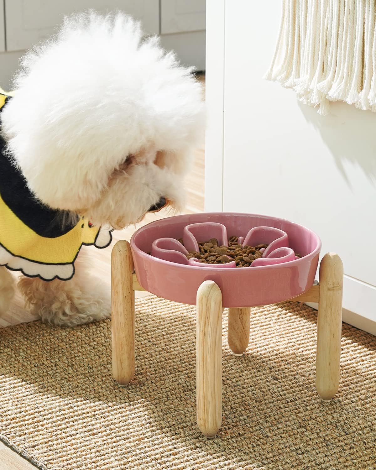 LE TAUCI Dog Bowls Slow Feeder Ceramic, 1.5 Cup Slow Feeding Bowl for Small and Medium Breed, Puzzle Dog Food Bowl for Fast Eater, Maze Purple