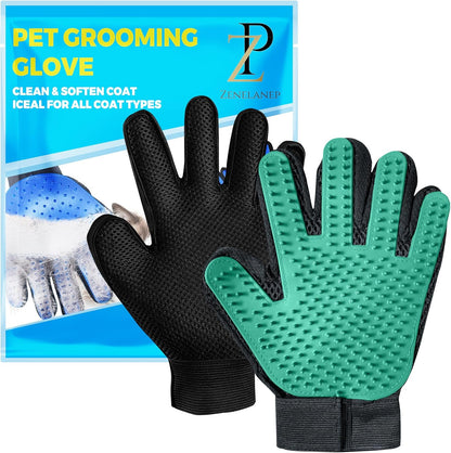 Upgrade Pet Grooming Gloves, Grooming Gloves for Dogs, Cats, Rabbits & Horses with Long and Short Hair, Efficient Pets Hair Remover Mittens - 1 Pair (Blue)