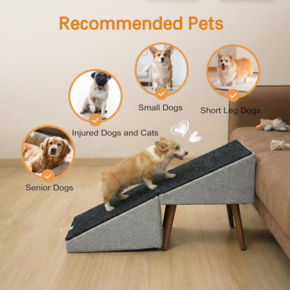 Dog Stairs for High Bed, 2-in-1 Ottoman Dog Stairs, 21 Inch Working Height, 6 Steps and Non-Slip Design for Large Dogs, Wooden Pet Furniture