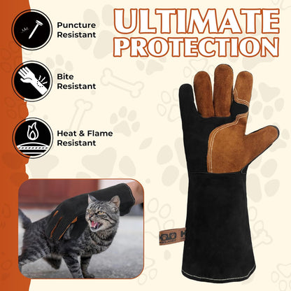 HANDLANDY Animal Handling Gloves, Bite-Proof, Scratch-Resistant, Pet Gloves for Dogs, Cats, Falconry, Gardening