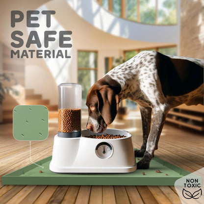 Dog Food Mat - Raised Edges Dogs Mat for Food and Water Prevent Spill, Waterproof Cat Food Mats Protect Floors, Easy Clean Dog Bowl Mats for Food and Water, Silicone Pet Feeding Placemats