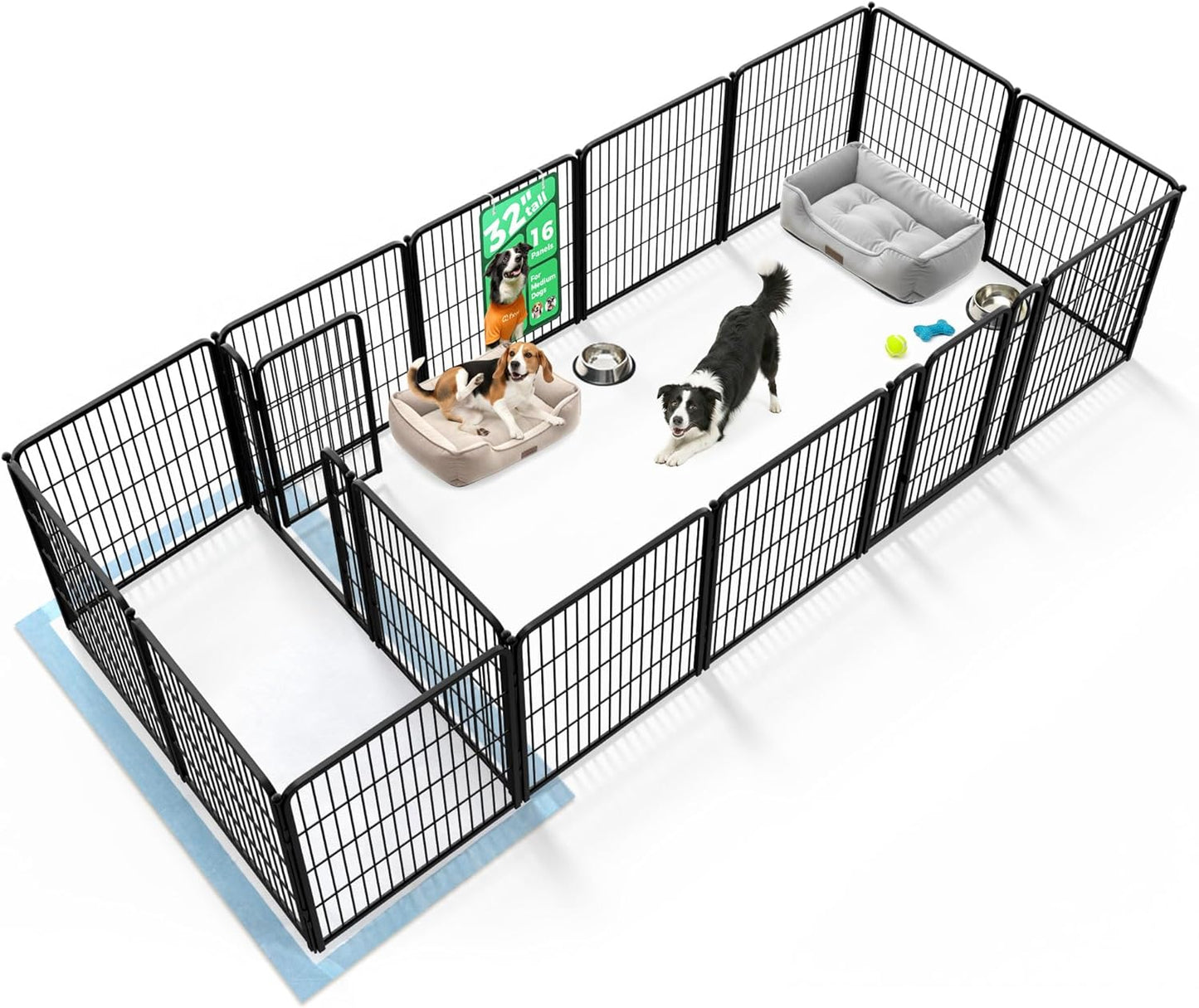 FXW Homeplus Unleashed Indoor Dog Playpen - Stress-Free and Safe Play, Heavy Duty 24 Inch 6 Panels Dog Pen for Puppy and Small Dogs, Black│Patented
