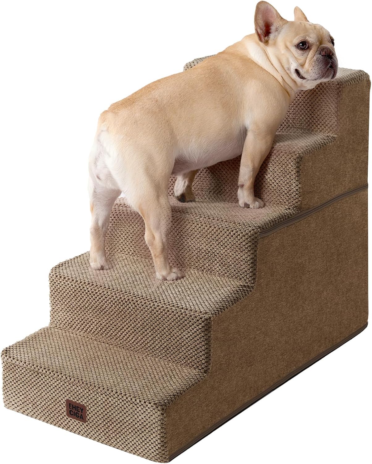 EHEYCIGA Dog Stairs for High Bed 22.5" H, 5-Step Dog Steps for Bed, Pet Steps for Small Dogs and Cats, Non-Slip Balanced Pet Ramp Indoor, Grey