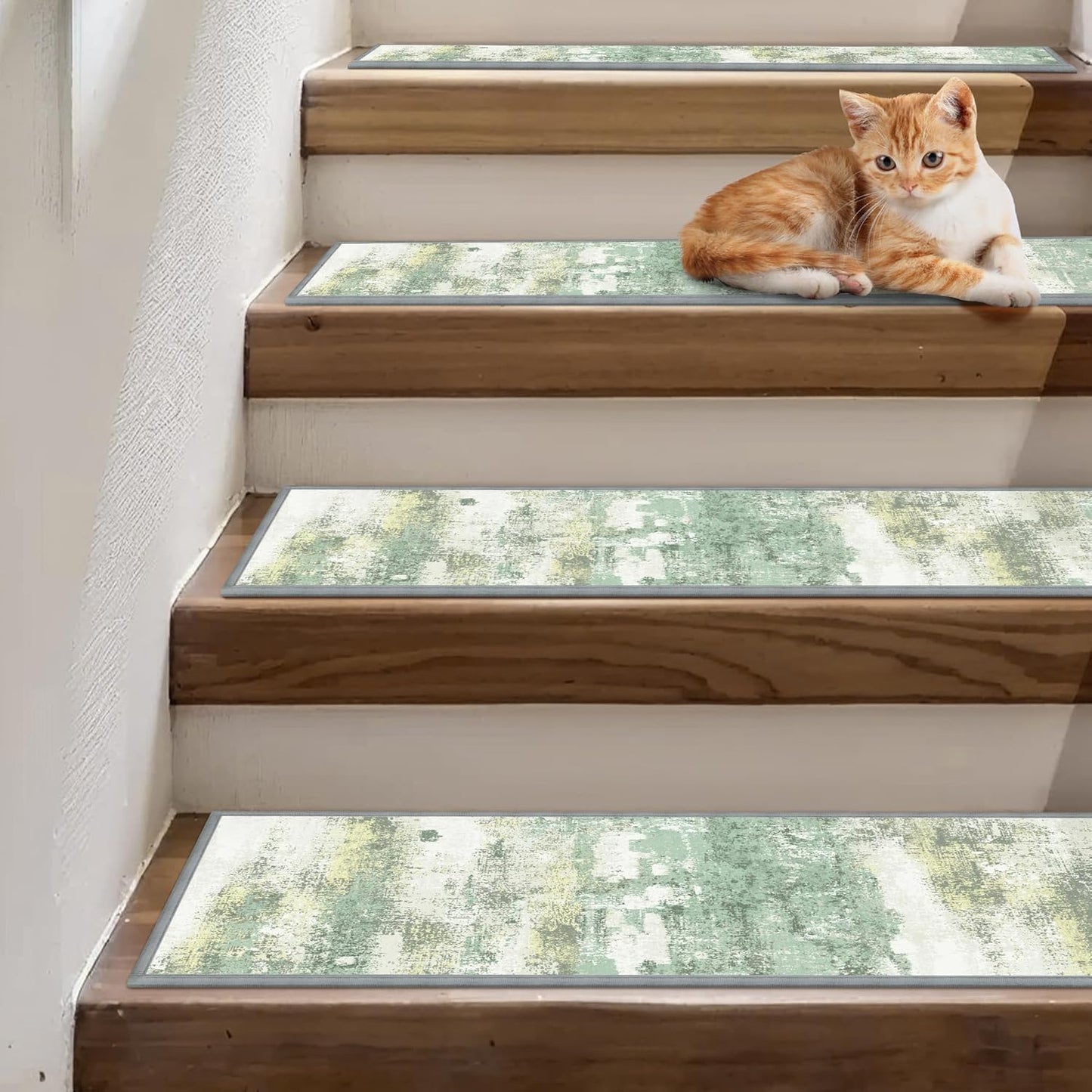 sarben Non Slip Stair Treads for Wooden Steps 15PCS - 8"x30" Indoor Safety Carpet, Edging Mats with TPE Adhesive Backing, Pet and Elderly Friendly Stair Rugs (Taupe) - Colors A