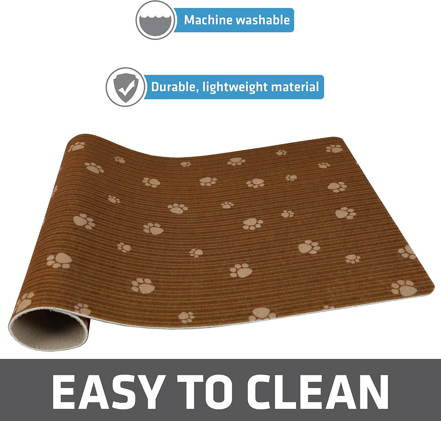 Drymate Pet Bowl Placemat, Dog & Cat Food Feeding Mat - Absorbent Fabric, Waterproof Backing, Slip-Resistant - Machine Washable/Durable (USA Made) (12” x 20”) (Indigo)