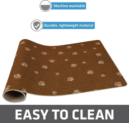 Drymate Pet Bowl Placemat, Dog & Cat Food Feeding Mat - Absorbent Fabric, Waterproof Backing, Slip-Resistant - Machine Washable/Durable (USA Made) (12” x 20”) (Indigo)