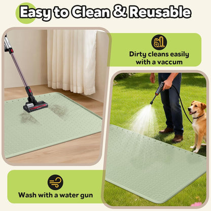 Silicone Dog Crate Mat, 50"x35" Under Dog Crate Kennel Pad with Raised Edge, Washable Dogs Bed Mat, Waterproof, Leakproof, Protect Floors (Green)