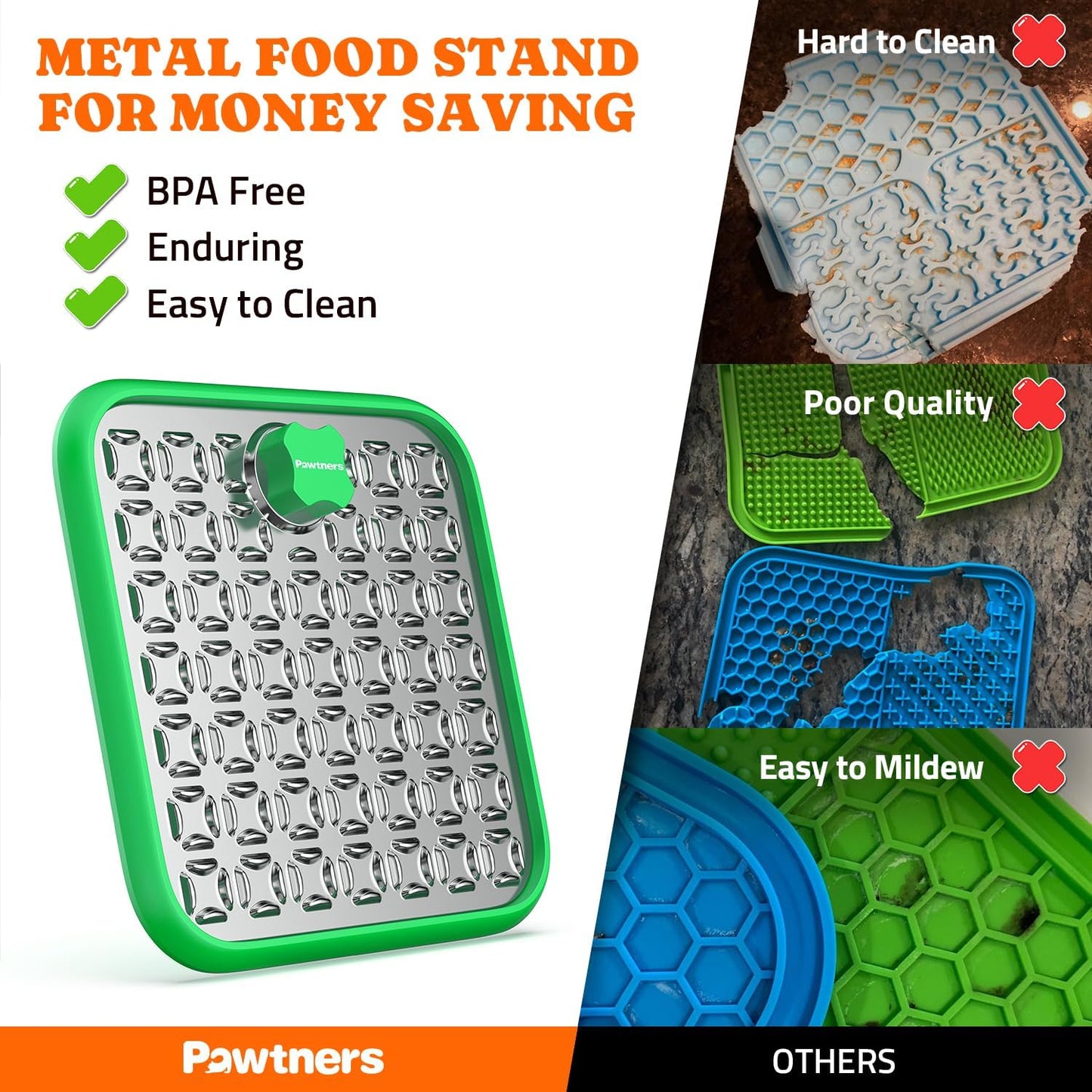 Lick Mat for Dogs & Cats, Stainless Steel Pet Slow Feeder for Crate Boredom & Anxiety Reduce, Cat Licking Pads with Spatula & Scrubbing Brush, Blue