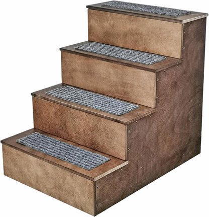 FixtureDisplays® Deluxe Wood Pet Stairs Pet- Dog/Cat 4 Steps/Stairs to Access Bed, Sofa, Step Ladder 22" Or 25" Tall, 18" Wide Product Weight 17 Lbs 12226-22"-2D